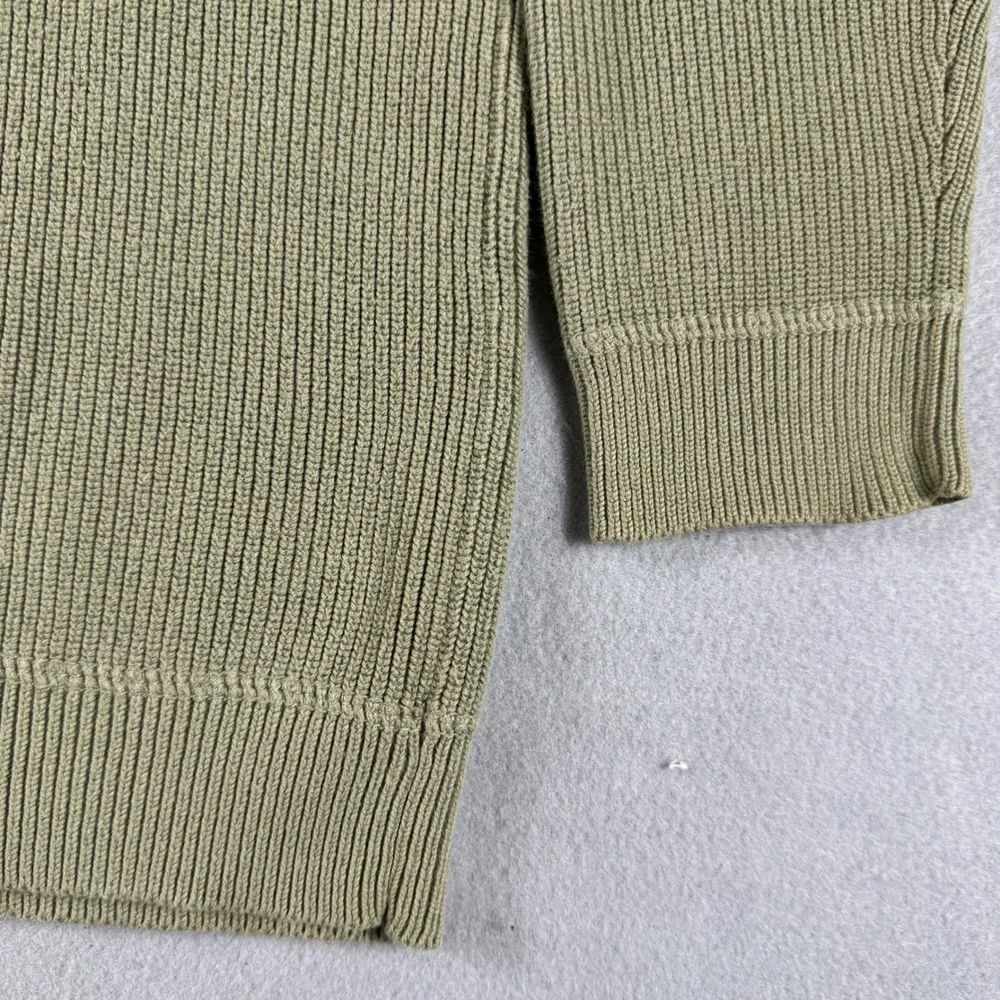 VTG 90s Eddie Bauer Mens M Ribbed  Crewneck Cotton Sweater Olive Green Hong Kong